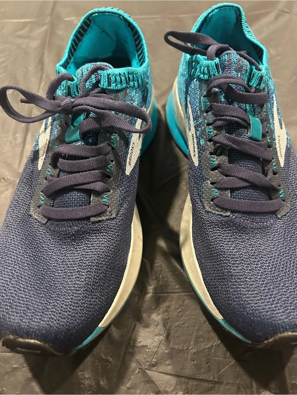 Brooks Navy and Teal Knit Running Sneakers